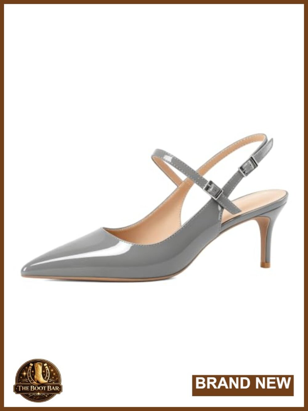 Slingback Kitten Heels Pointed Toe Ankle Strap Pumps for Wedding Party